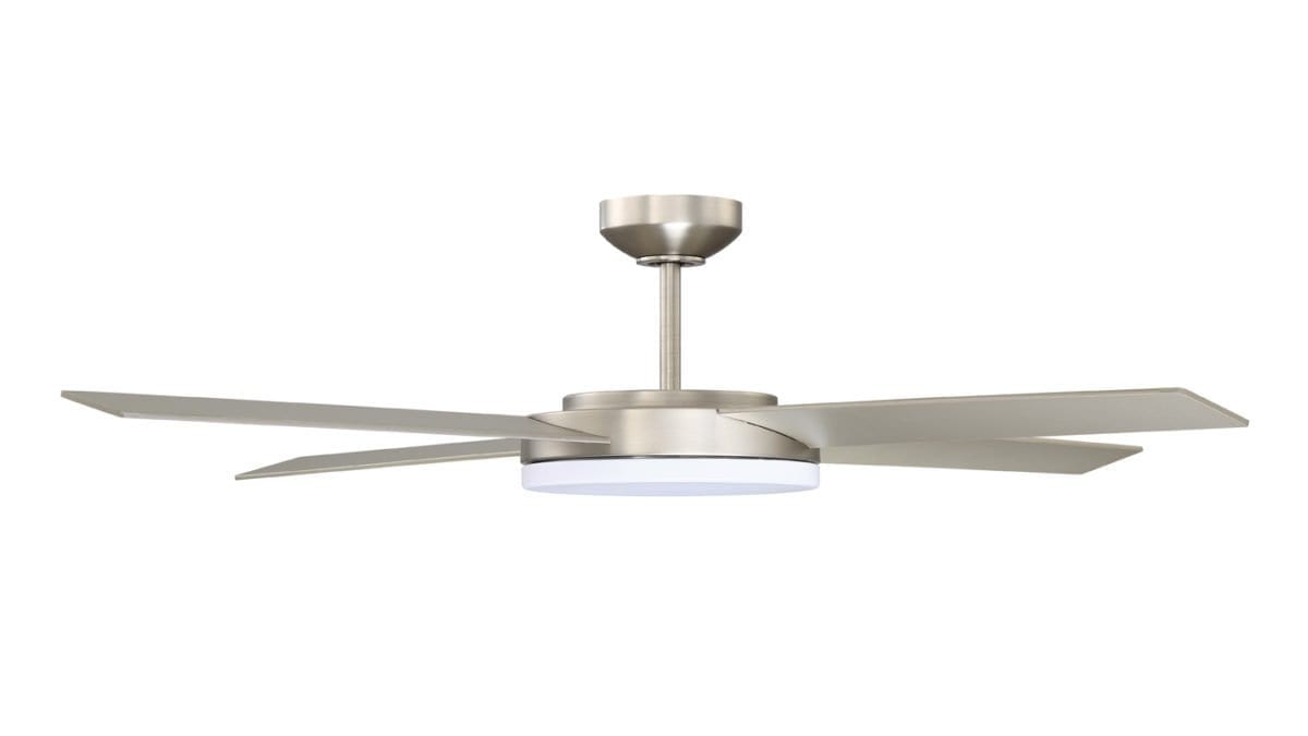 Kendal Lighting AC12452-SN Sirus 52-Inch Ceiling Fan Satin Nickel Finish with Walnut Blades and Integrated Light Kit